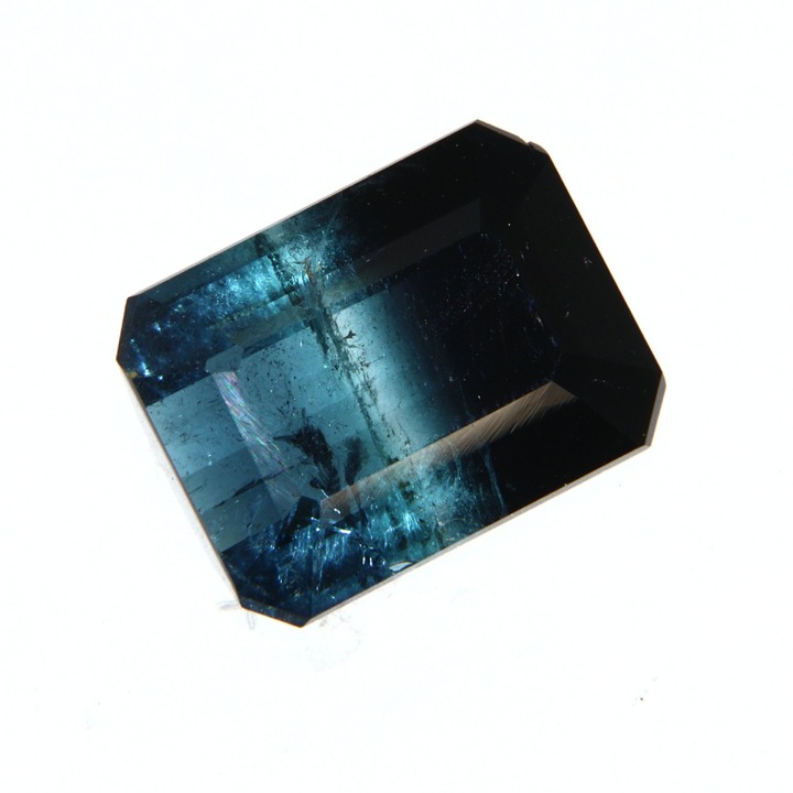 Turmalina albastra bicolora naturala 11.13 ct, taietura emerald, piatra pentru montura (Afganistan)