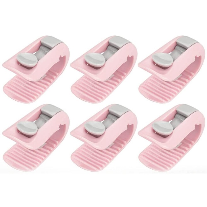 Комплект 6 щипки за завивка, KkvoGmle, пластмасови, розови, 53x26x20mm