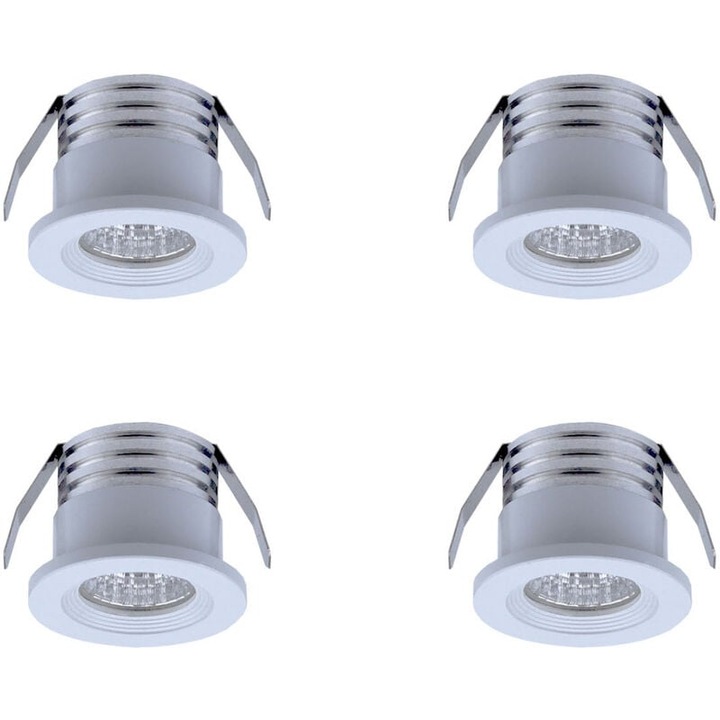 Комплект от 4 LED прожектора за вграждане, 3W, топло бяло, 38mm x 29mm