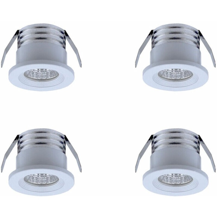 Комплект от 4 LED прожектора за вграждане, 3 W, топло бяло, 38mm x 29mm