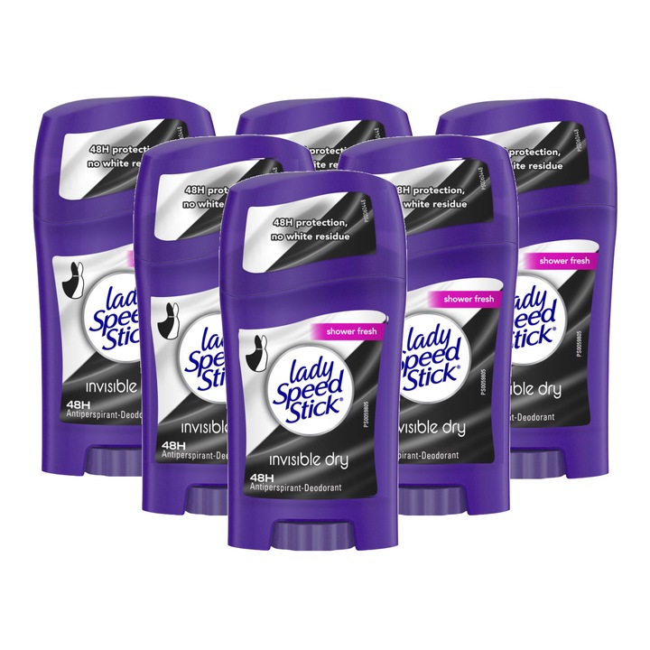 Deodorant stick femei Lady Speed Stick Invisible Dry, 48h protectie, 6 x 40 gr