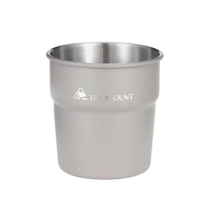 Cana portabila pentru camping, inox, design stivuibil, gri, 300ml