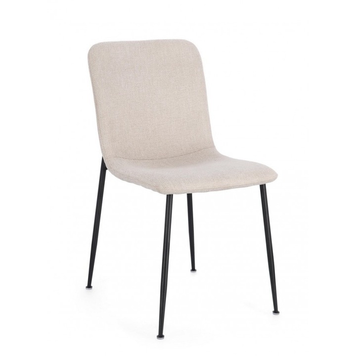 Set 4 scaune otel negru textil bej Rinas 44x56x81 cm