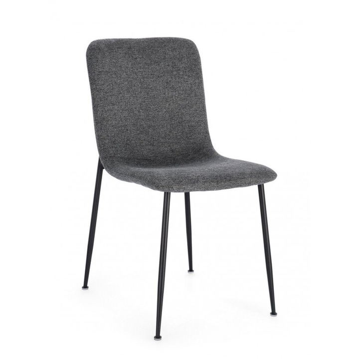 Bizzotto Szék készlet, 4 db, fekete, acél, sötétszürke szövet, Rinas, 44x56x81 cm