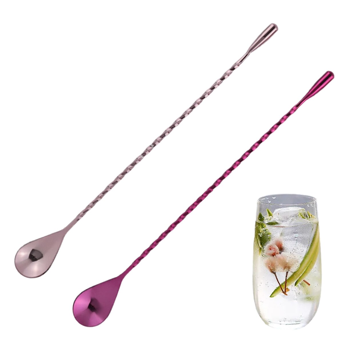 Set 2 Linguri de amestec din otel inoxidabil, BGHYHYHI, 30x3cm