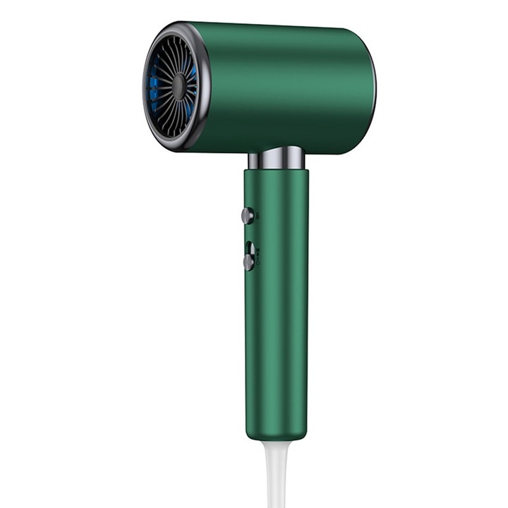 Сешоар, бързо съхнещ, отрицателни йони, с 2 скорости и 3 температурни нива, мощност 2000 W, 1 комплект аксесоари, въртяща се на 360° въздушна дюза, бял/зелен
