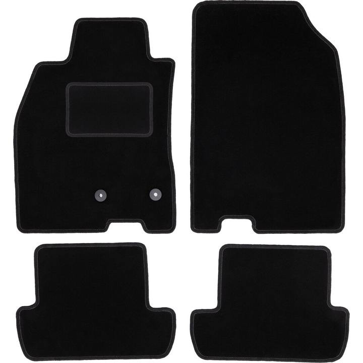 Autószőnyeg készlet Renault Megane Iii ferdehátú, kupé, Grandtour, kombi (2008-2015) fekete, velúr, kötőelemekkel - tökéletes illeszkedés