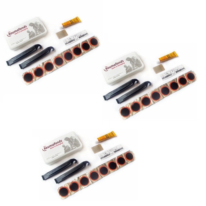 Комплект за ремонт на велосипеди, лост за сваляне на гума, лепенки, лепило, 2,5 см, многоцветен