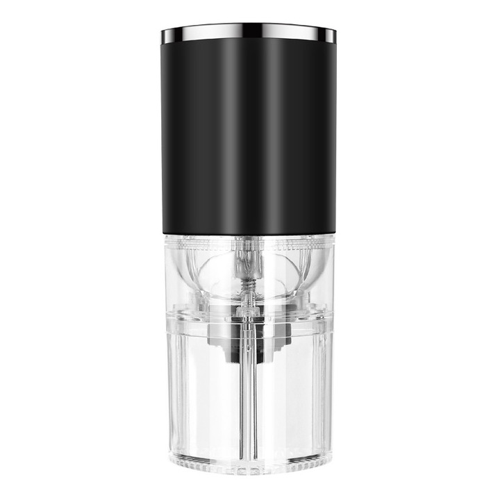 Rasnita electrica pentru cafea si condimente, portabila, grosime reglabila, ceramica, demontabila, ，transparent，negru