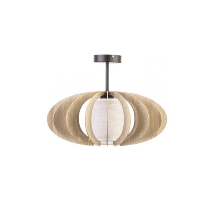 Lustra Modern E27 Max. 1x60w Ø600mm, Textil/stejar