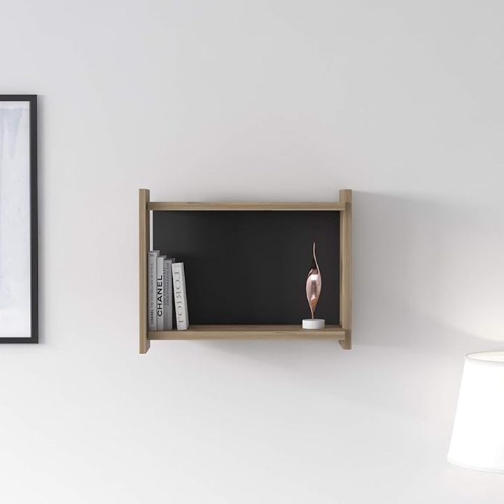 Falipolc, kocka típusú, különleges kialakítás 2 színtónusban, 18 mm, Mobleto, 45x35 cm, tölgy és antracit