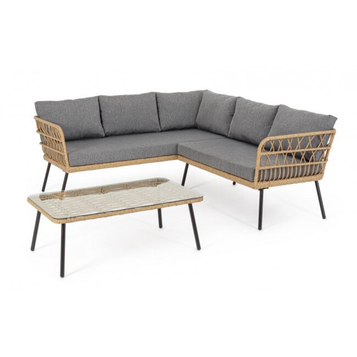 Комплект градински мебели Burrel 118x71x66 см, 175x71x66 см, 100x60x35 см