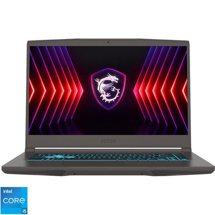 MSI Thin 15 B12UCX Gaming laptop Intel® Core™ i5-12450H processzorral akár 4,4 GHz-ig, 15,6 IPS, Full HD, 144 Hz, 16 GB DDR4, 512 GB SSD, NVIDIA® GeForce RTX™ 2050 4GB GDDR6, No OS, Szürke