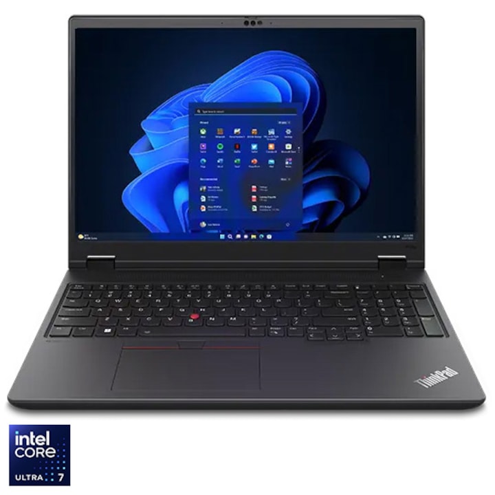 Laptop Lenovo ThinkPad P16v Gen 2 cu procesor Intel® Core™ Ultra 7 155H pana la 4.8GHz, 16" WQUXGA, IPS, 32GB DDR5 RAM, 1TB SSD, NVIDIA® RTX 1000 6GB GDDR6, Windows® 11 Pro, Black, 3-year, Courier or Carry-in