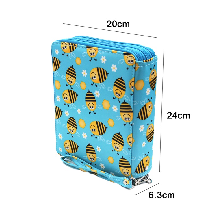 Penar cu 127 compartimente, material Oxford, multicolor, 3 straturi, cu maner