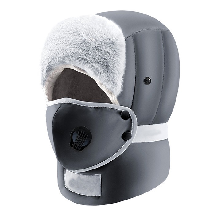 Jormftte uniszex téli sapka, teljes arcmaszkkal, hidegálló, vízálló, bélelt, sötétszürke