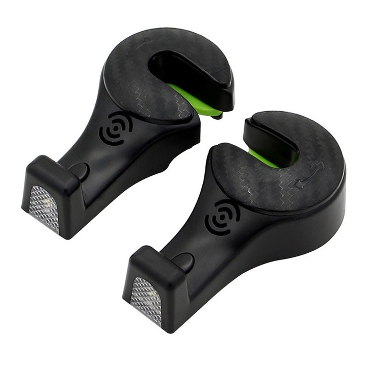 2 db BOMSTOM fejtámla kampós készlet, 360 fokban forgatható, fekete, 37g