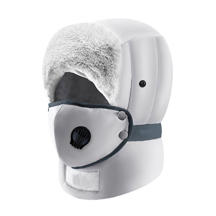 Jormftte unisex téli sapka, teljes maszkos, hidegálló, vízálló, világosszürke