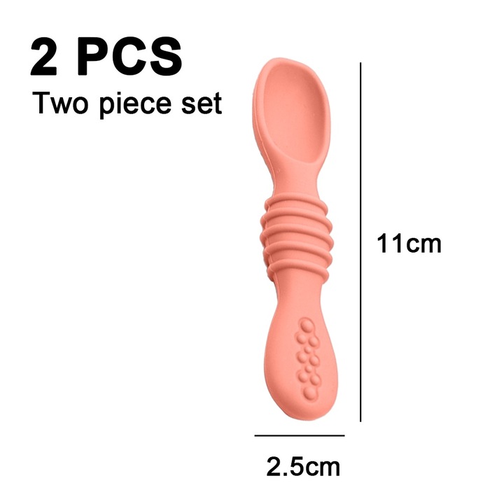 Jormftte szilikon babakanál készlet, 2 darab, lapos fejű kivitel, szín, 6 hónapos kortól+