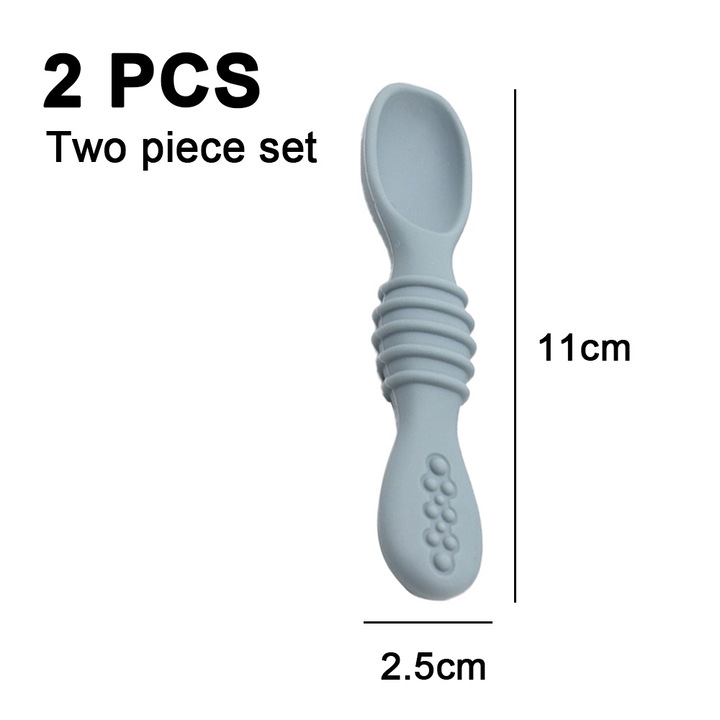 Jormftte baba szilikon kanál készlet, 2 darab, lapos fejű kivitel, többszínű