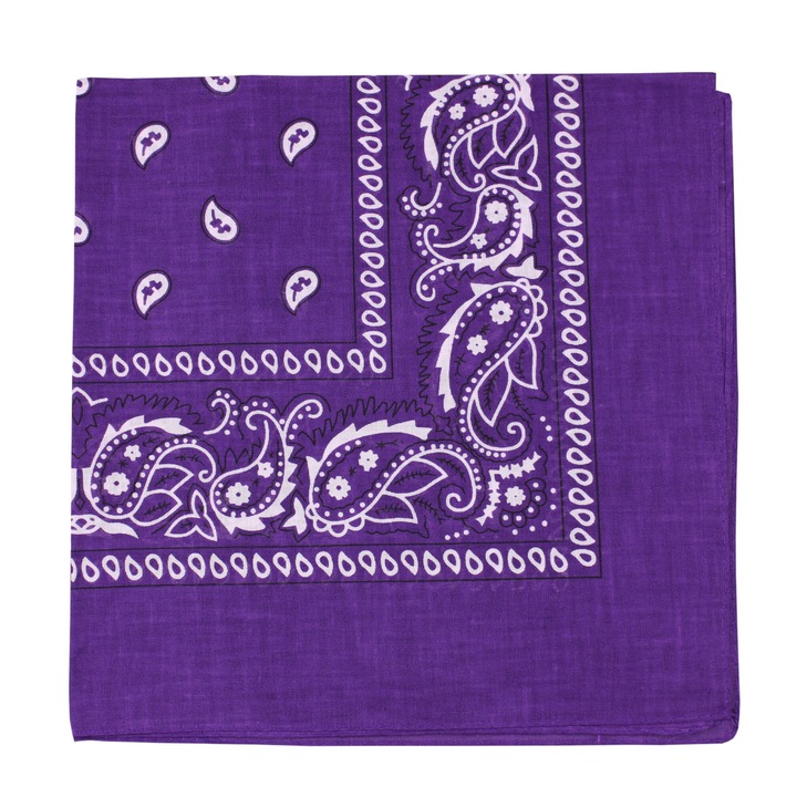 Bandana cu model, Unisex, din bumbac, Aleszale, Violet -Alb