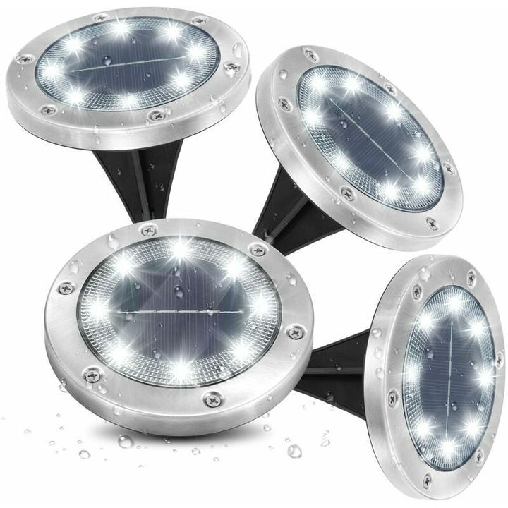 Kerti napelemes lámpa 8 LED 6000K hideg fehér IP65 szett 4 db