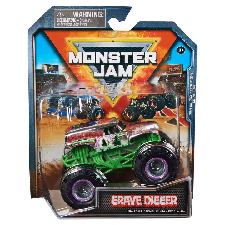 Monster Jam öntött autó – Grave Digger, 1:64