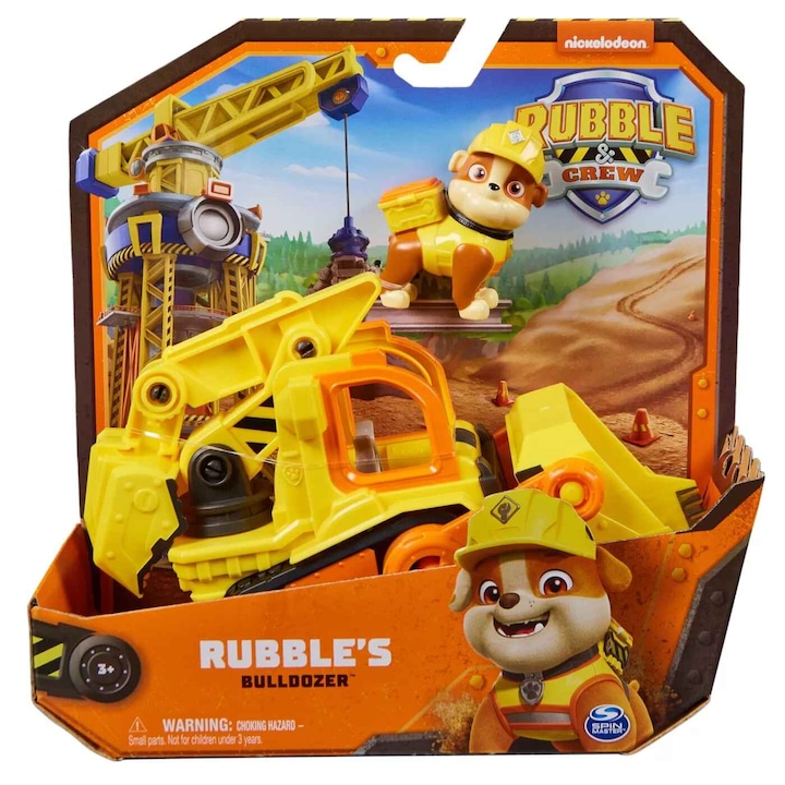 Комплект фигурки с превозно средство Paw Patrol - Rubble Crew, Rubble