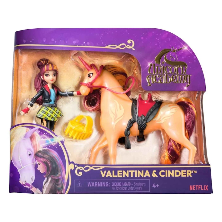 Set de joaca Unicorn Academy - Unicorn Cinder si papusa Valentina
