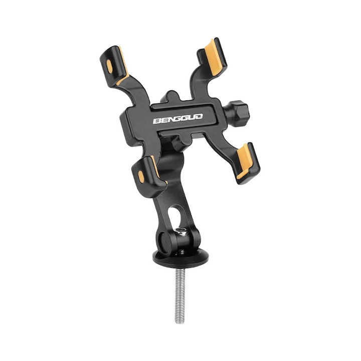 Kerékpártelefon tartó, Bengguo, 360 fokos állítás, alumínium, fekete és sárga