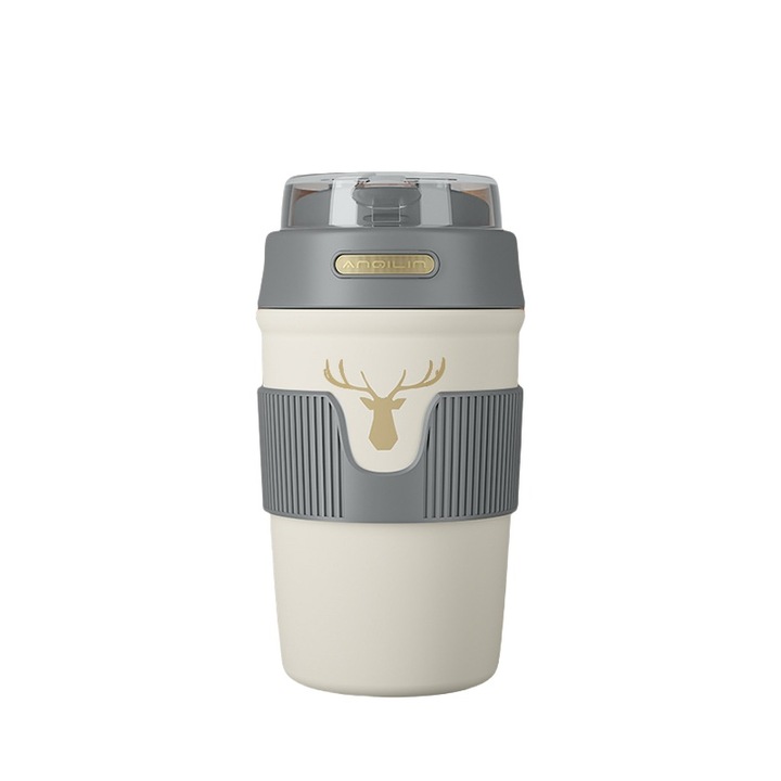 Cana termos pentru calatorii, inox, anti-arsura, gri, 400ml