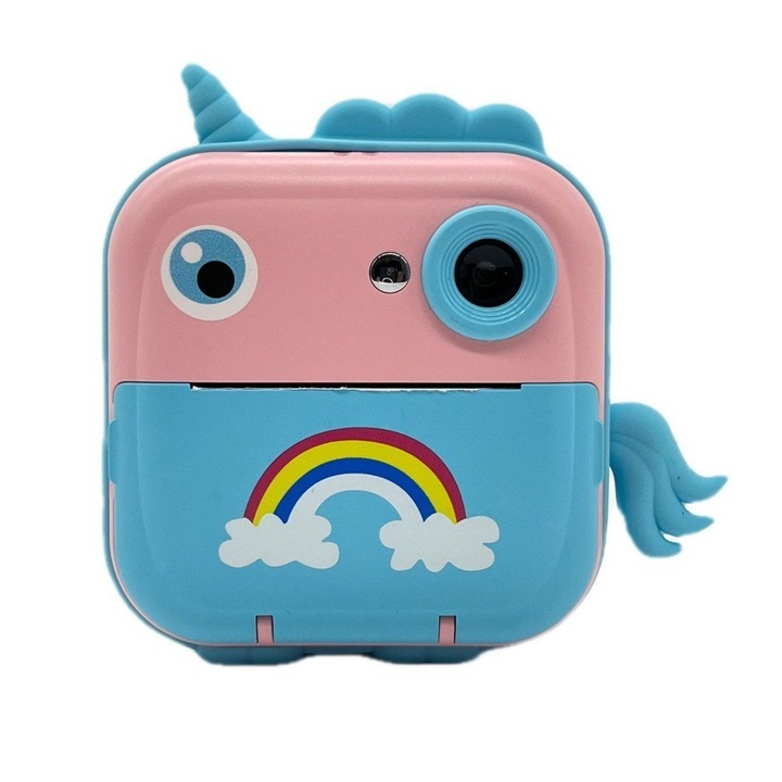 Детски фотоапарат с моментален печат, VALA® Q5C Unicorn, Pink/Blue