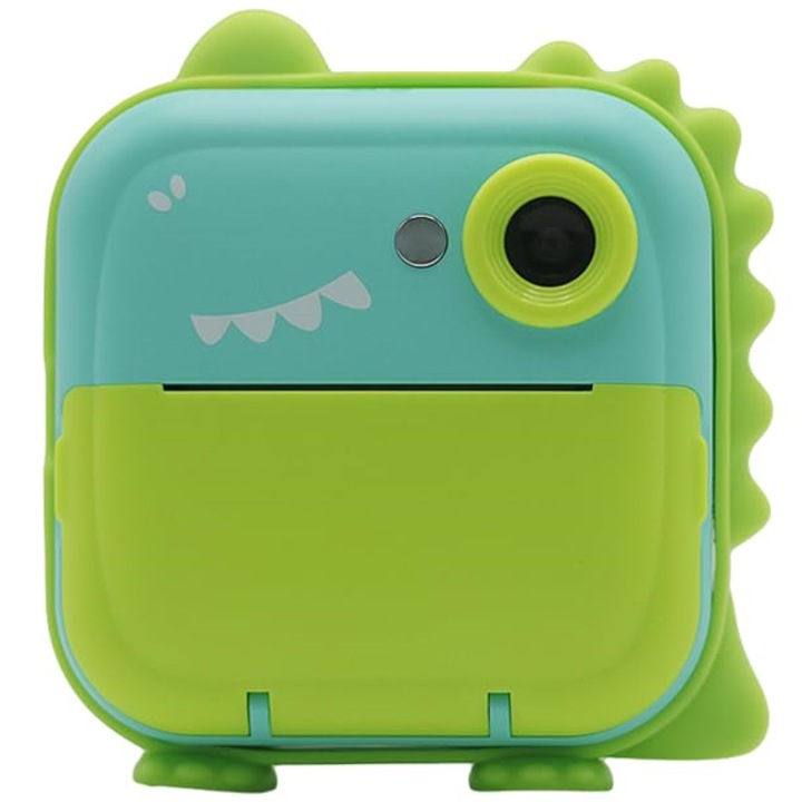 Детски фотоапарат с моментален печат, VALA® Q5C Динозавър, Зелен