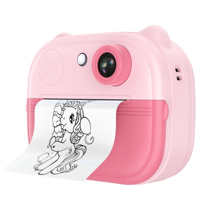 Aparat foto copii cu printare instant, VALA® V9, Roz