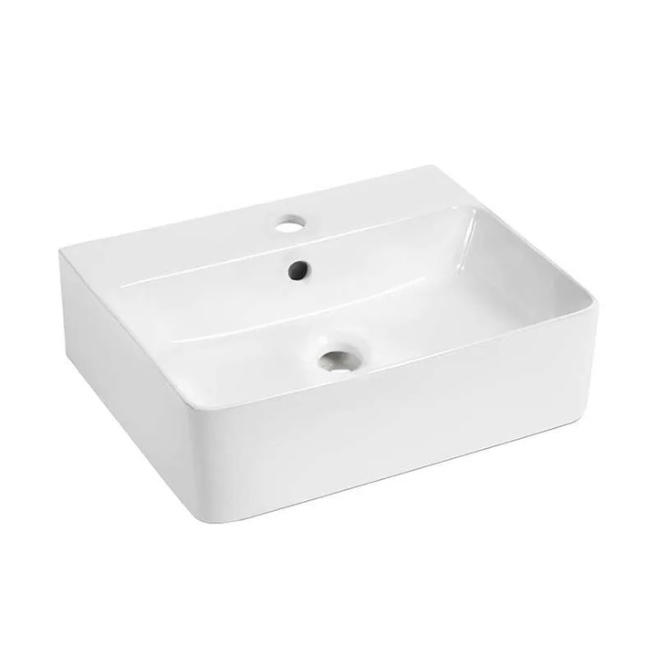 Chiuveta Baie 52x42cm, WB6417-52, Tip Montaj Suspendat sau pe Blat, Culoare Alb, Portelan