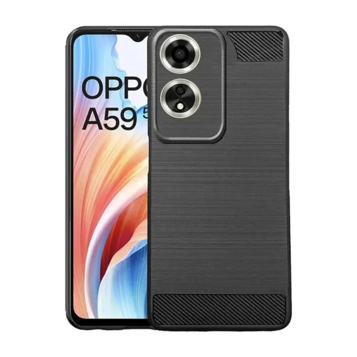 Калъф Soft Carbon Style, съвместим с Oppo A59 5G, черен