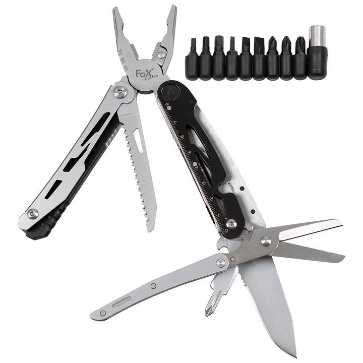 Multitool FOX Outdoor, 7 in 1, negru, 11x5x2.7cm