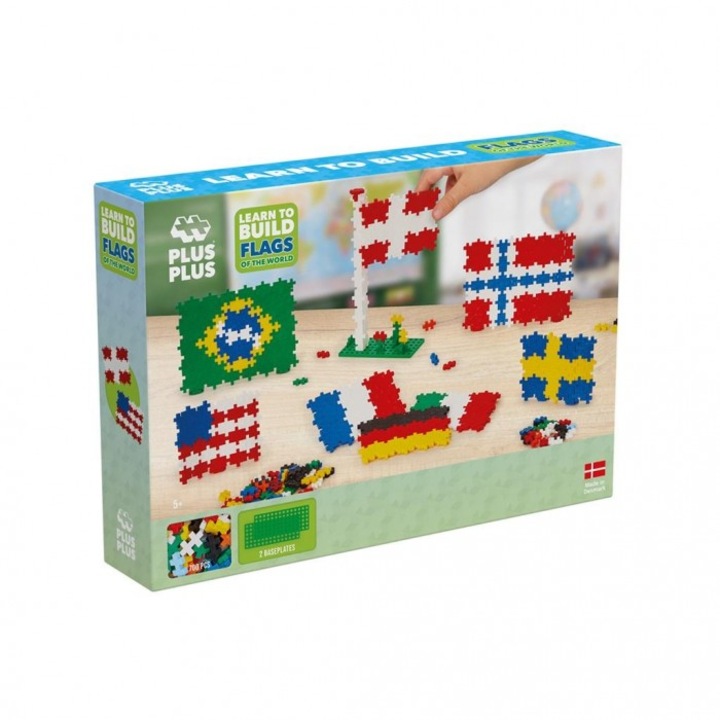Set de constructie Plus-Plus, invata sa construiesti steaguri, 700 piese, multicolor, 6+, 226x330mm