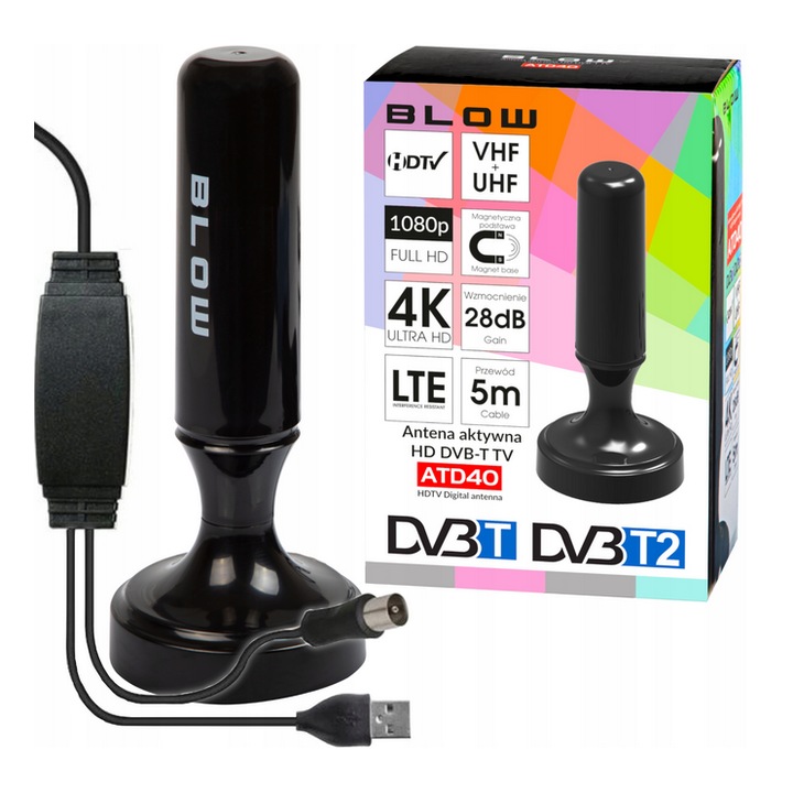 Antena interna activa Blow ATD40, Full HD DVB-T, filtru LTE