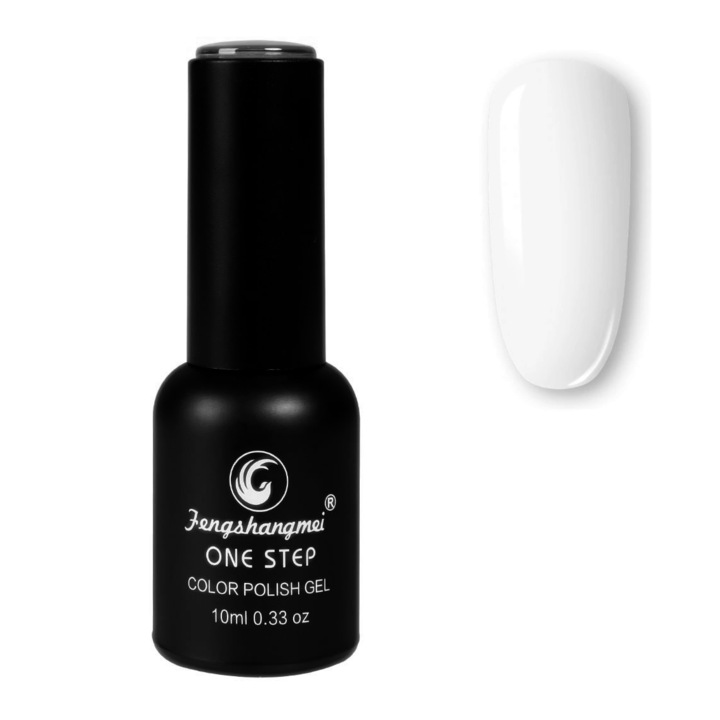 Oja semipermanenta FSM, ONE STEP Color UV/LED 10ml Cod 264 Milky White (Alb Laptos)