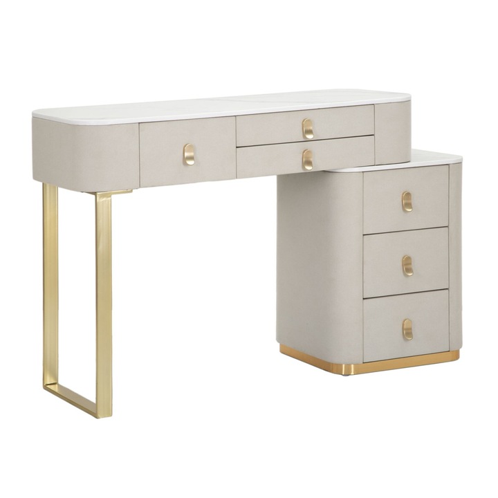 Тоалетка за спалня Mauro Ferretti, 6 чекмеджета, бяла, 120x40x75см