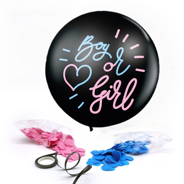 Set baloane Gender Reveal, Eurofiesta Baiat sau Fata? confetti in 2 culori, 90 cm
