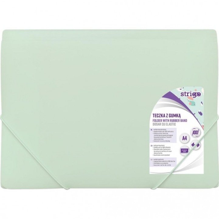 Папка с ластик А4, Strigo, пастел мента, 241x318 мм