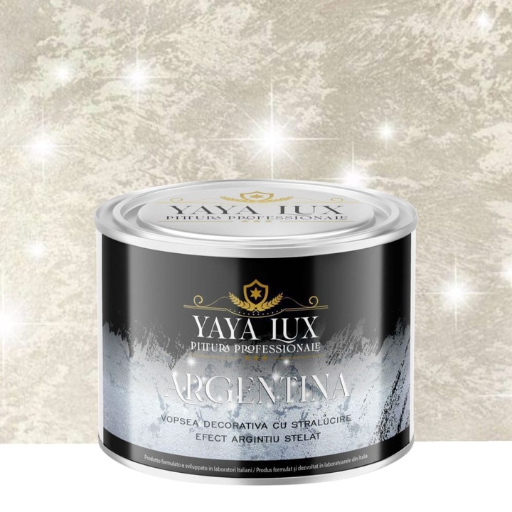 Vopsea decorativa de Lux Argentina, Bej Deschis, cu Efect 3D Stelat, 0.5 Litri, YaYa Color