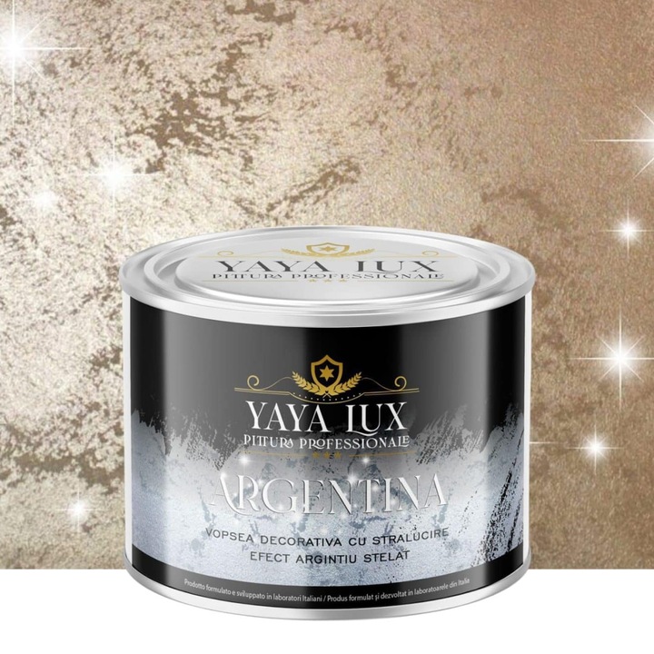 Vopsea decorativa de Lux Argentina, Maro Deschis, cu Efect 3D Stelat, 0.5 Litri, YaYa Color