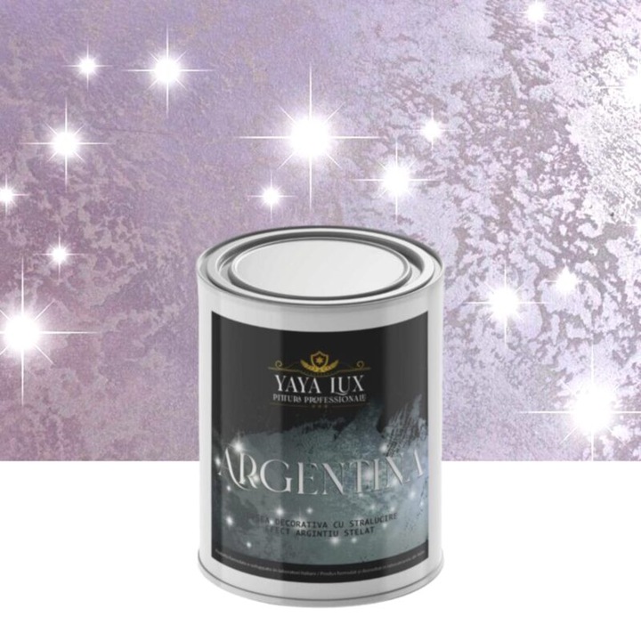 Vopsea decorativa de Lux Argentina, Mov Deschis, cu Efect 3D Stelat, 0.5 Litri, YaYa Color