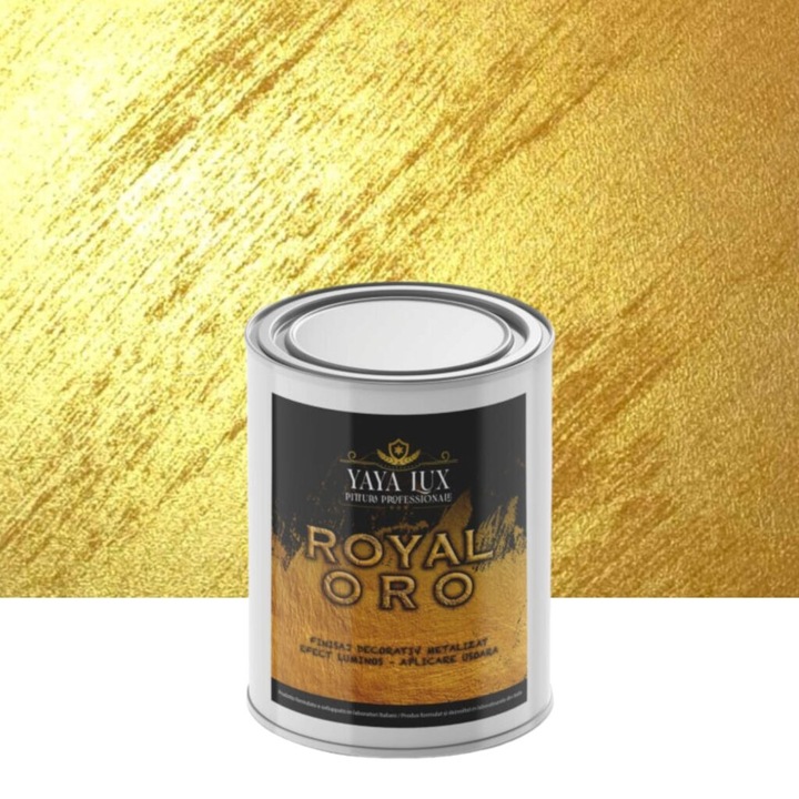 Vopsea decorativa de Lux, Metalizata, Royal Oro, Auriu, 0,5 Litri, YaYa Color