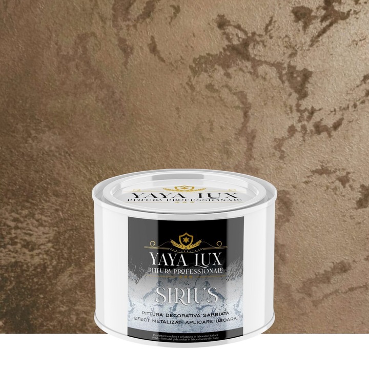 Vopsea Decorativa de Lux Sirius, Cafea cu Lapte, Finisaj Mat cu Perle de Sticla, 0, 5 Litri, YaYa Color