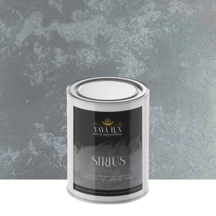 Vopsea Decorativa de Lux Sirius, Gri Otel, Finisaj Mat cu Perle de Sticla, 0, 5 Litri, YaYa Color
