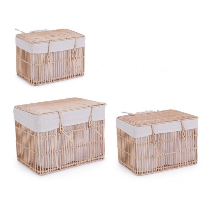 Set 3 cosuri depozitare Yulian 37x25x25 cm, 33x30x29 cm, 48x35x35 cm